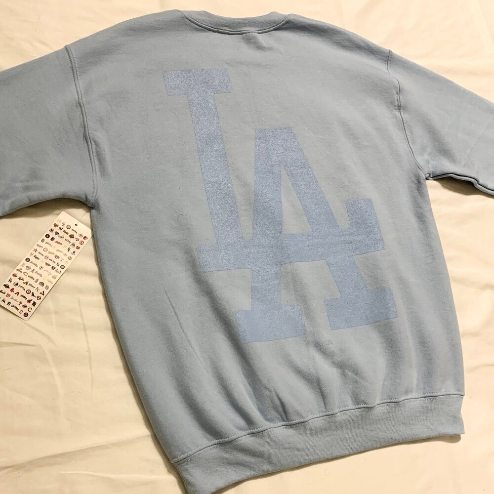 NWT L.A Dodgers Genuine Authentic MLB Baby Blue Sweater Back Logo